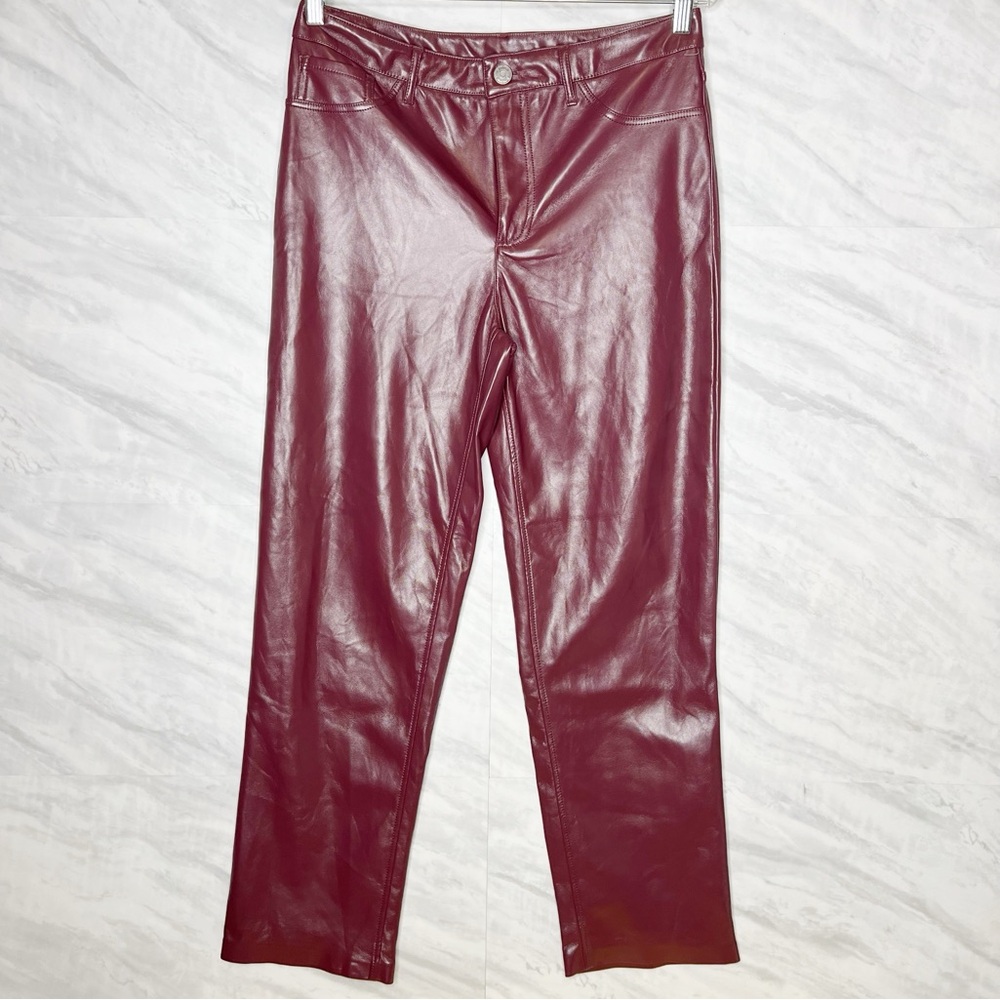 Joie Burgundy Pleather Straight Leg Pants 8